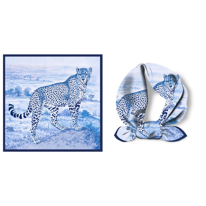 Cheetah Printed Multi functional Decorative Fashion Outdoor Travel Photo Small Square Scarf_voghion.com