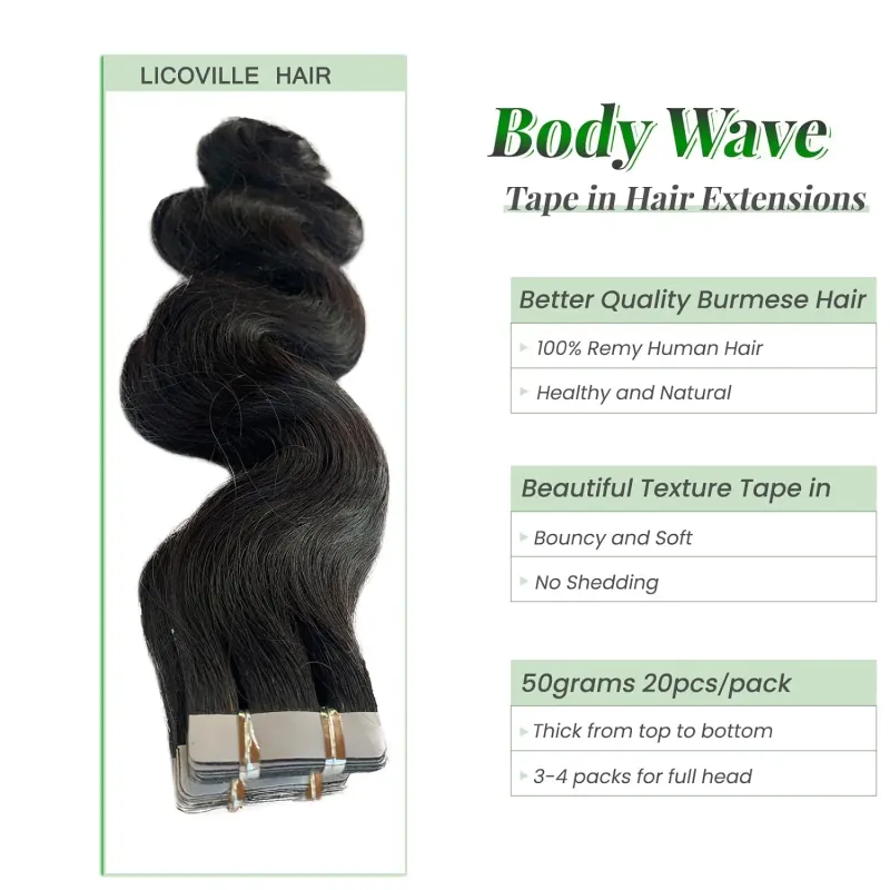 Extensii de păr ondulate, 50g, 20 buc, păr uman 100% natural, culoare naturală, adeziv, 26 inch, pentru femei de culoare_voghion.com