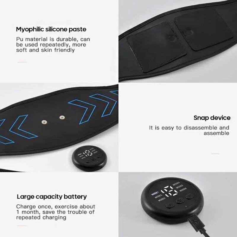 Cinto de condicionamento neutro EMS, dispositivo Fiess doméstico, carregador USB, corpo saliente, perda de peso abdominal_voghion.com
