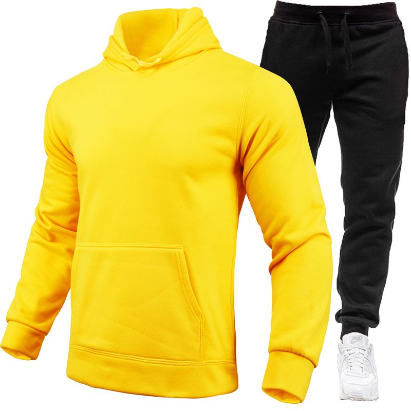 Pull de sport ensemble de pull à capuche en polaire à la mode pour hommes_voghion.com