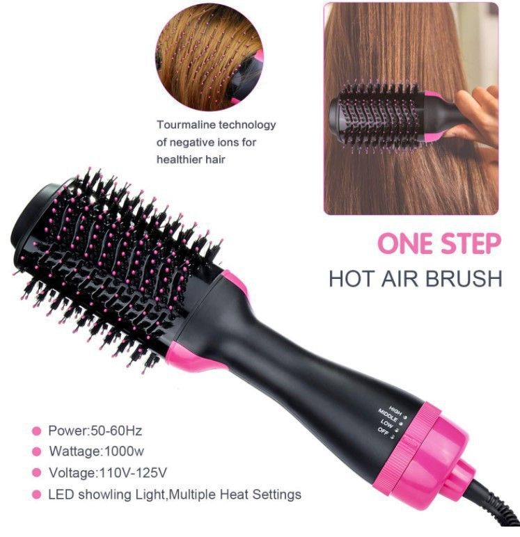 3-in-1 Hot Air Brush - Hair Dryer, Straightener & Volumizer With Negative Ion Technology_voghion.com