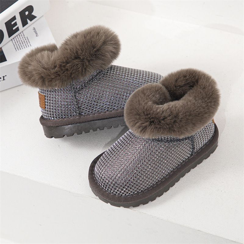 Kinder Schuhe Winter Mädchen Pelzigen Schnee Stiefel Prinzessin Dicke Warme Baumwolle Stiefel_voghion.com