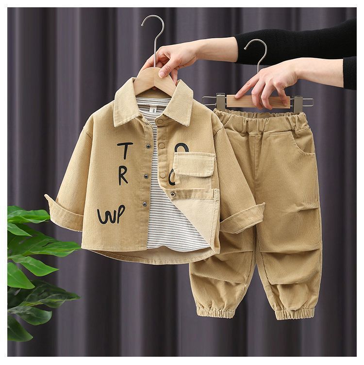 Ropa para niños Colección de trajes de otoño para niños Ocho estaciones Nuevo traje de pana de dos piezas para bebés guapos de primavera y otoño de moda_voghion.com