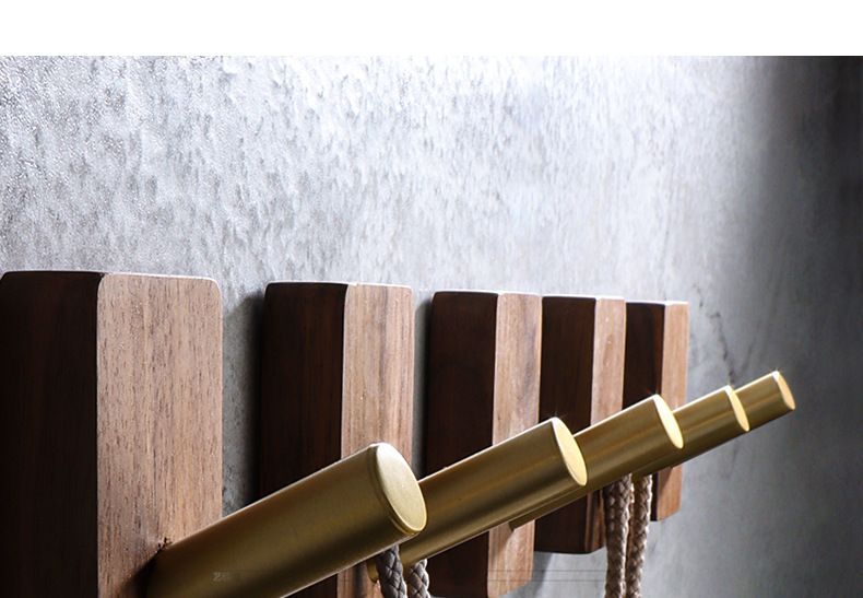Black walnut hook punch-free wall door back porch paste coat single hook hotel bathroom solid wood coat hook_voghion.com