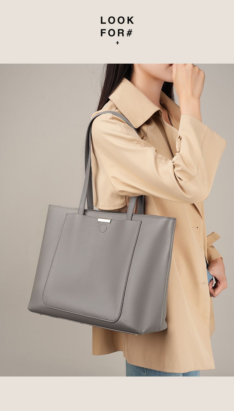 Luxuriöse Tragetasche mit großem Fassungsvermögen – stilvolle und geräumige Umhängetasche aus echtem Leder, klassisches Design mit Nähten, perfekt für die Arbeit und den täglichen Gebrauch_voghion.com