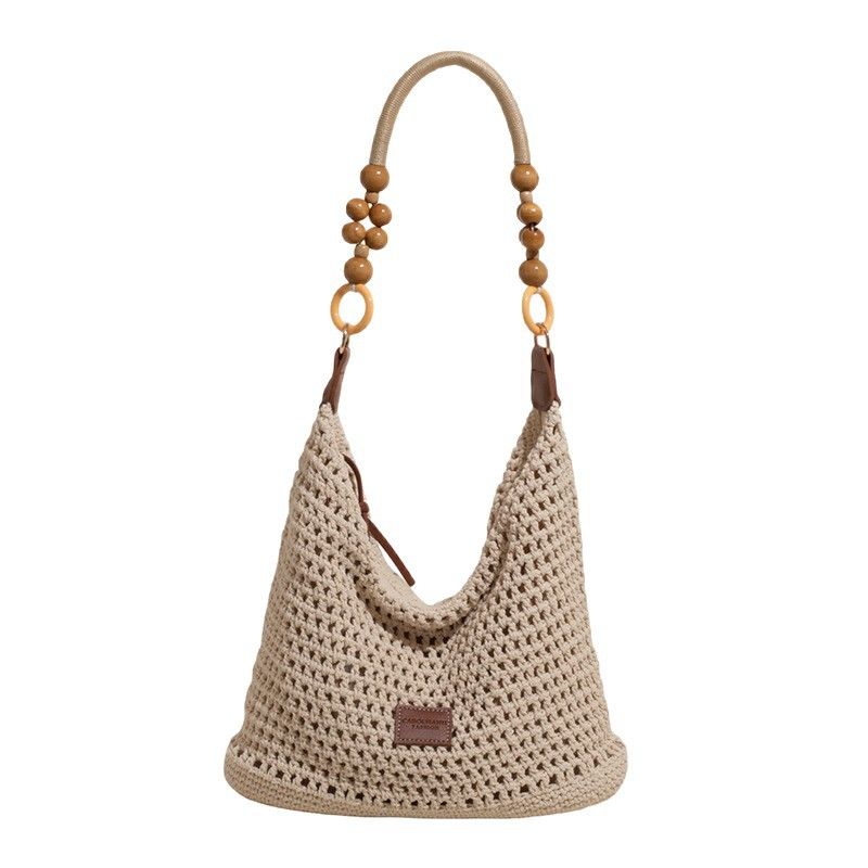 Summer Lazy Style Large Capacity Tote For Women 2025 New Fashion Handwoven Underarm Beach Bag_voghion.com