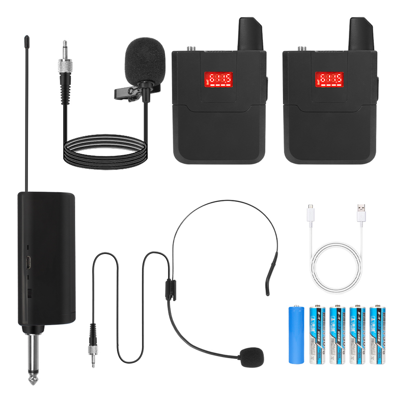 Kabellos Reversmikrofonsystem Headsetmikro mat Bodypack-Transmitter Mini-Empfänger 30 Kanäl 164FT Reechwäit fir_voghion.com