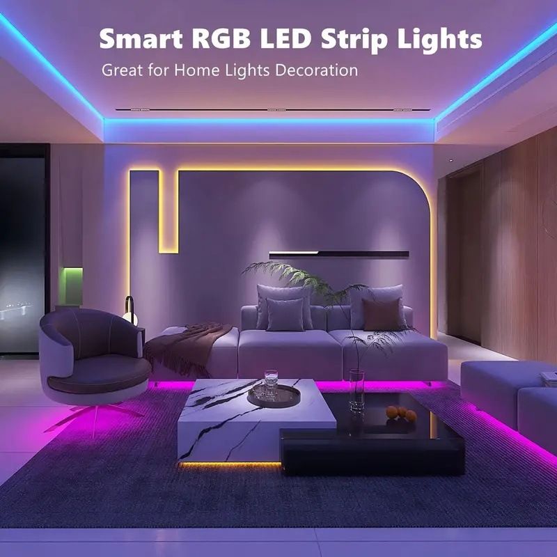 Kit de tiras de luces LED RGB 5050 con sincronización de música y control inteligente, alimentación USB de 5 V, resistente al agua, 12/30 LED por metro, certificación CE._voghion.com