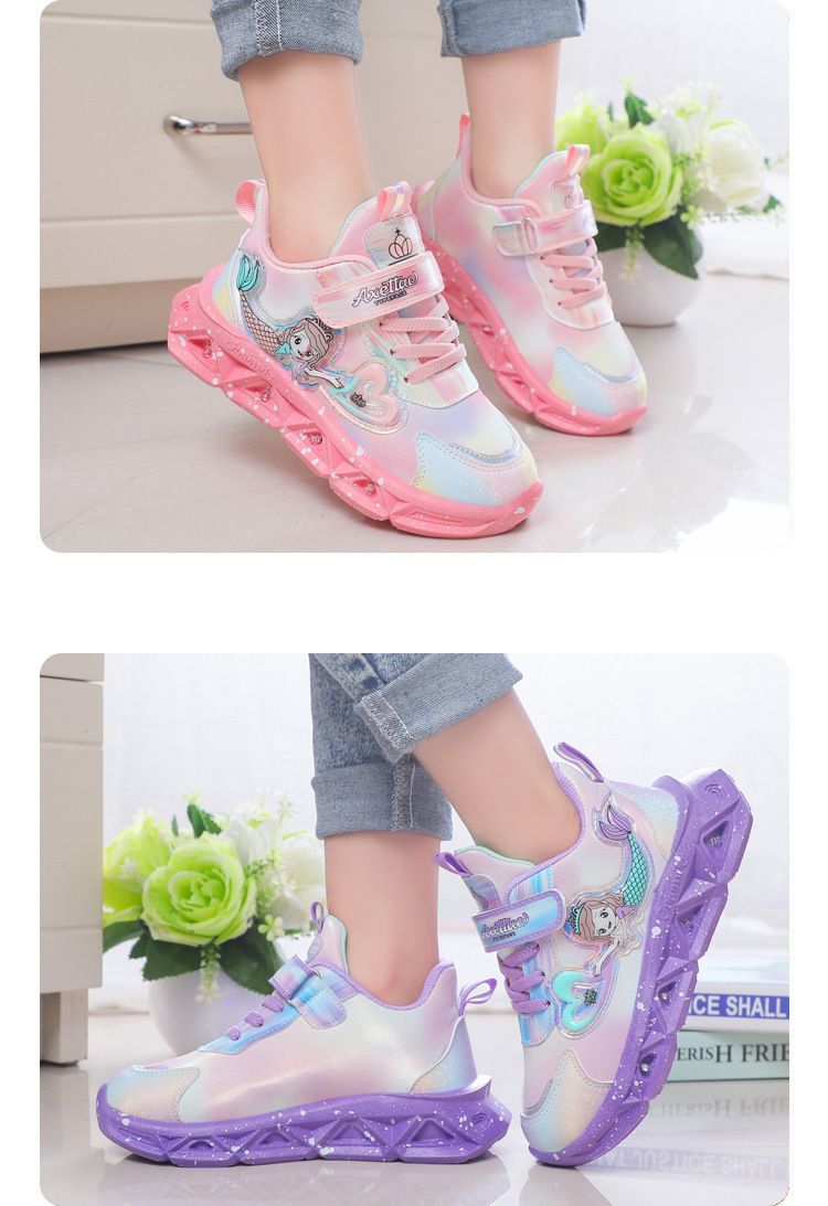 Children with light sneaker 2024 spring and autumn mesh breathable children's shoes medium and small children Princess lightweight casual shoes_voghion.com