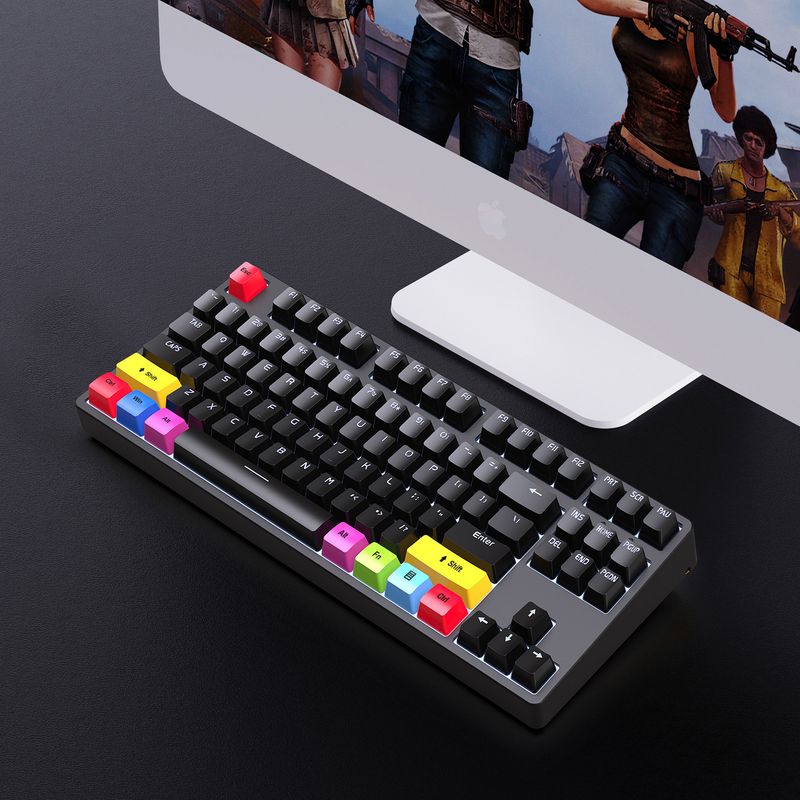 87 tuşlu kablolu mekanik oyun klavyesi, kırmızı eksen, e-spor, ofis, 20'den fazla beyaz ışık türü_voghion.com