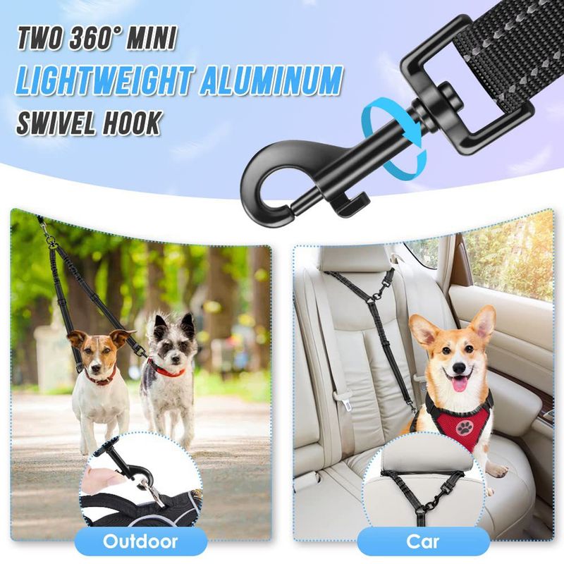 Ny dobbel hund – ingen sammenfiltring – 360° roterende reflekterende gripestropp_voghion.com