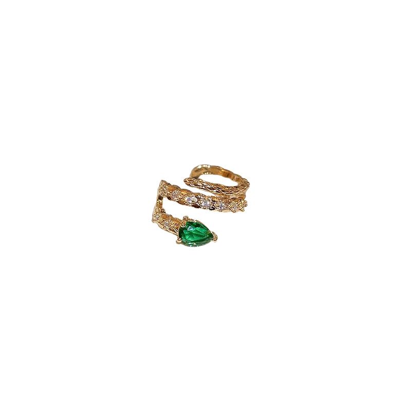 Orecchini a clip non forati in vero oro placcato con zirconi verdi, stile minimalista, creativi e di personalità_voghion.com