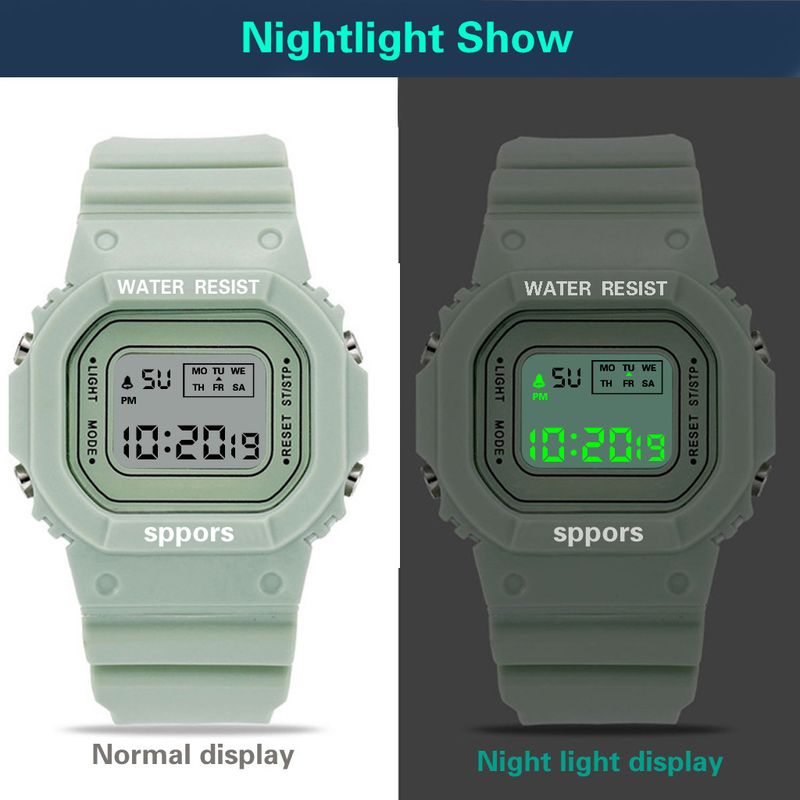 Orologio sportivo a LED quadrato - Orologio digitale unisex luminoso e impermeabile per studenti (design a cubo piccolo con sveglia e cronometro)_voghion.com