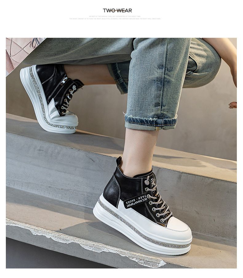 Herbst neue frauen schuhe plattform high-top kleine weiße schuhe strass weiß frühling und herbst Martin stiefel frauen herbst und winter_voghion.com