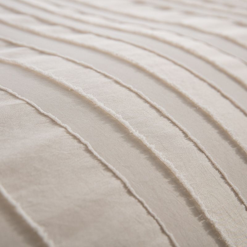 Set copripiumino soffice a righe color cachi chiaro - Biancheria da letto morbida da 3 pezzi con motivo a fiori recisi per un arredamento accogliente._voghion.com