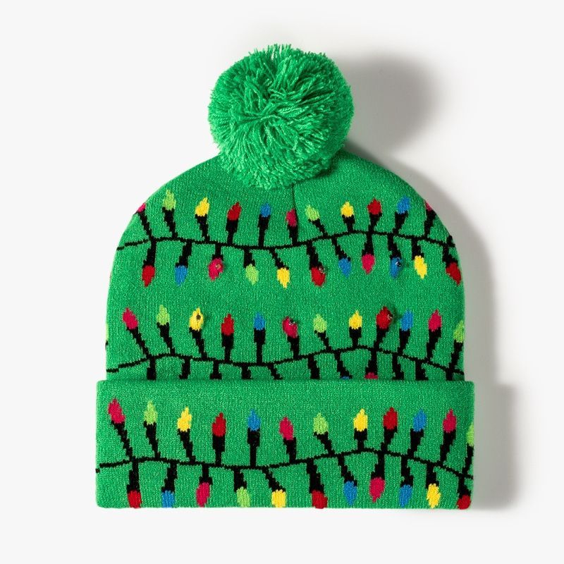 New Year Glowing Christmas With LED Colorful Flashing Lights Adult And Children Universal Warm Knitted Wool Hat_voghion.com