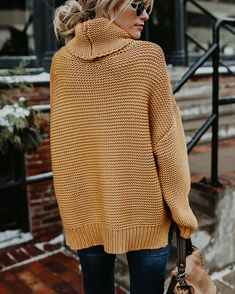 Women's Clothing Autumn and Winter New Thick e Long-sleeved Turtleneck Pullover Sweater_voghion.com