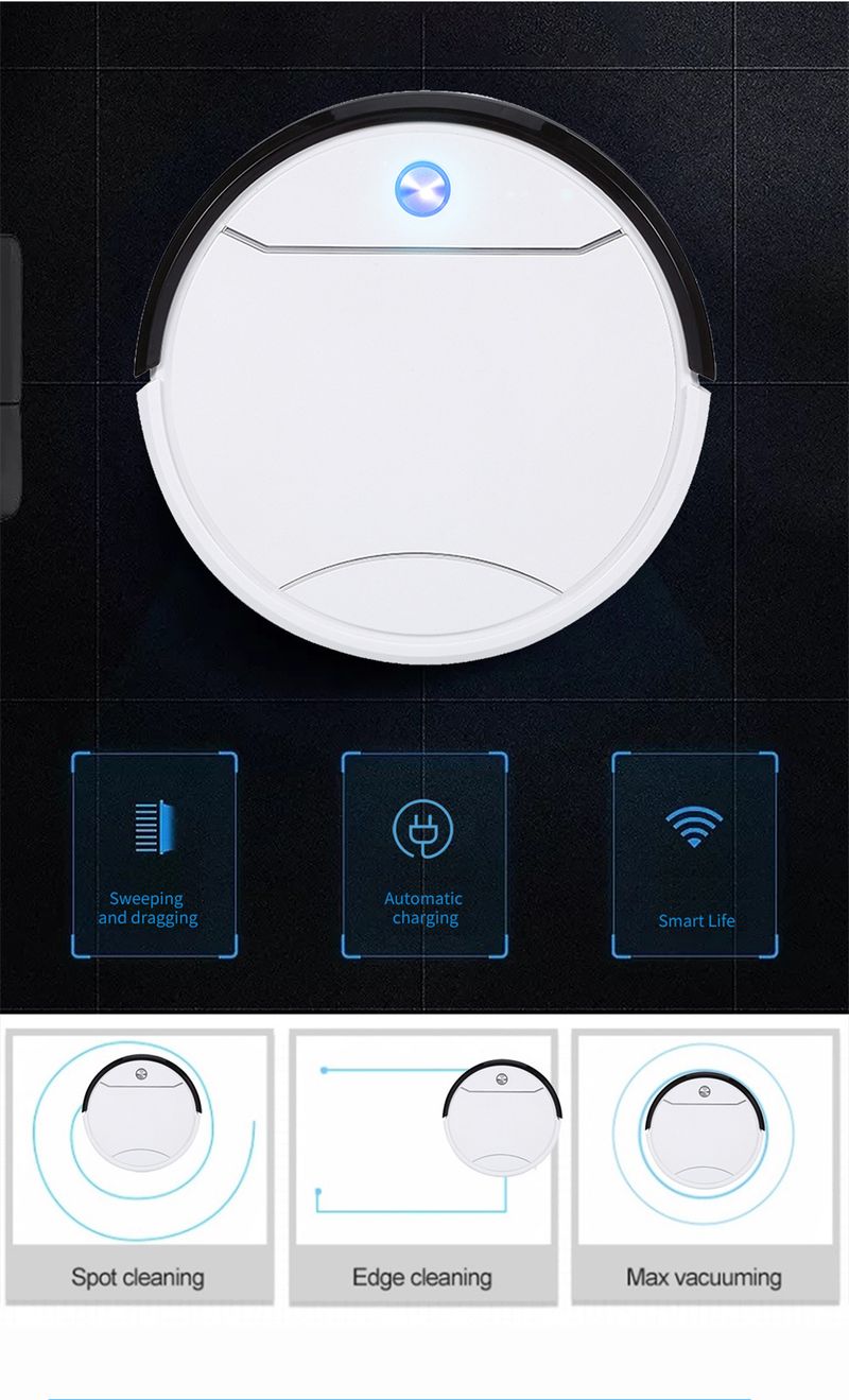 Vemeijieshi Recharge Smart Home Staubsauger und Mopp Integrierter, geräuschloser, vollautomatischer Bodenreinigungsroboter_voghion.com