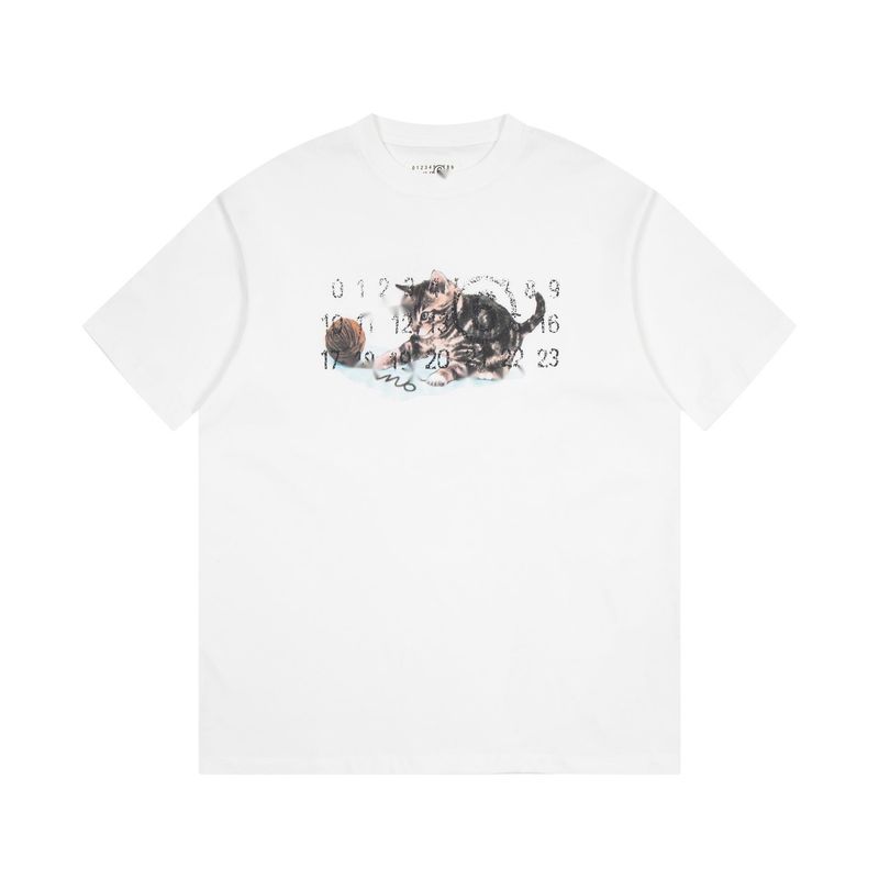 T-shirt à manches courtes Madison Margiela 2024 Play Ball Cat avec chiffres arabes_voghion.com