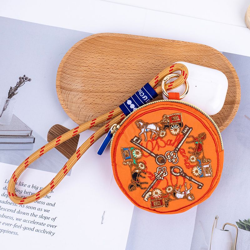 Summer New Embroidered Coin Purse Handheld Small Bag Versatile Casual Daily Waterproof Storage Key Earphone Handbag_voghion.com