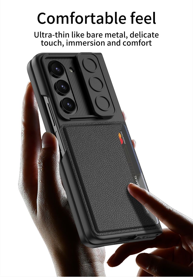 For Samsung Galaxy Z Fold 5 Luxury Business Smooth Elegant Anti Drop Card Holder Phone Case Cover_voghion.com