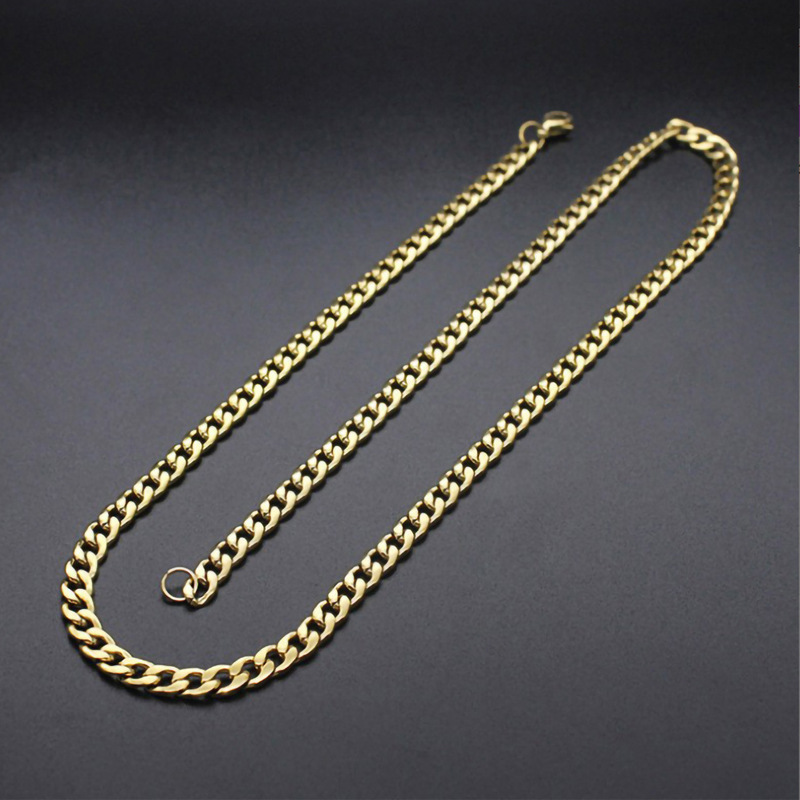 gioielli classico dominante serpente catena osso collana oro uomo 5mm di spessore collana in acciaio al titanio_voghion.com