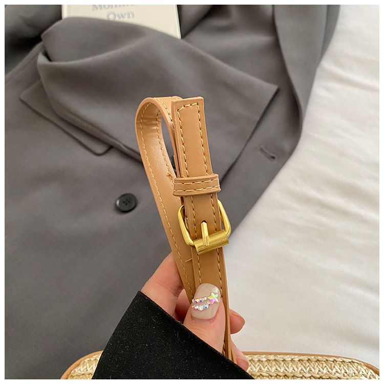 Borsa da donna in paglia intrecciata, piccola, quadrata, borsa a cuscino Boston, borsa a mano con colori a contrasto, borsa a tracolla_voghion.com