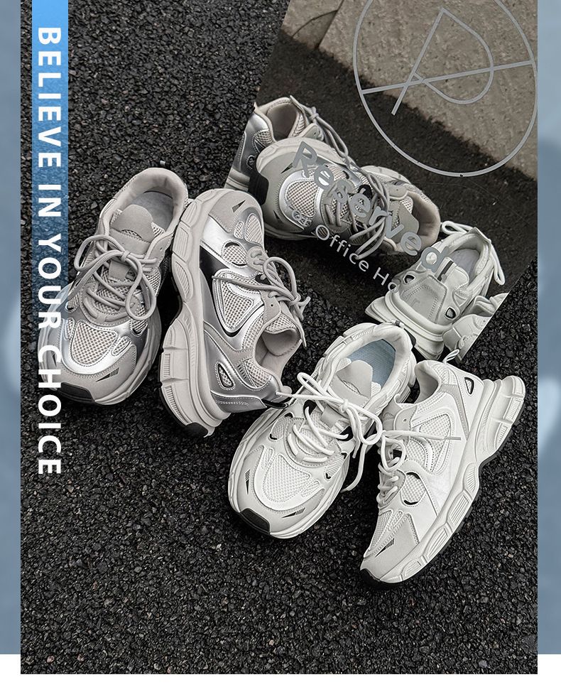 Men's Casual Sneakers Breathable Mesh Thick Sole Dad Shoes Lightweight Comfortable Walking Shoes_voghion.com