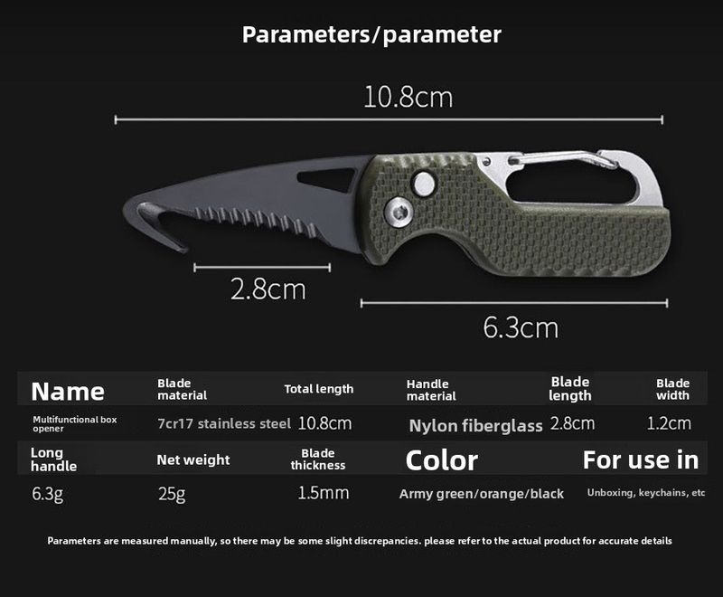 Cutter Multi-Functional Outdoor Portable Knife Hook Sawtooth Survival Tool Folding Box Opener_voghion.com