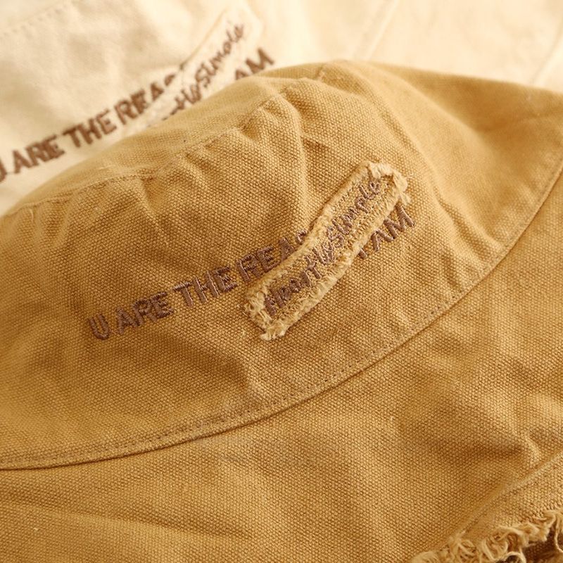 Vendita calda giapponese all'aperto colore solido parasole ricamo cotone moda stile coreano berretto cappello da pescatore femminile_voghion.com