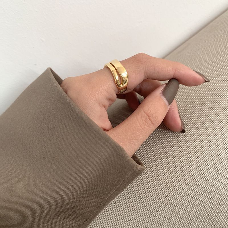 Personalized fashion open wave ring ring female ins trendy internet celebrity simple cold style index finger little finger pinky ring_voghion.com