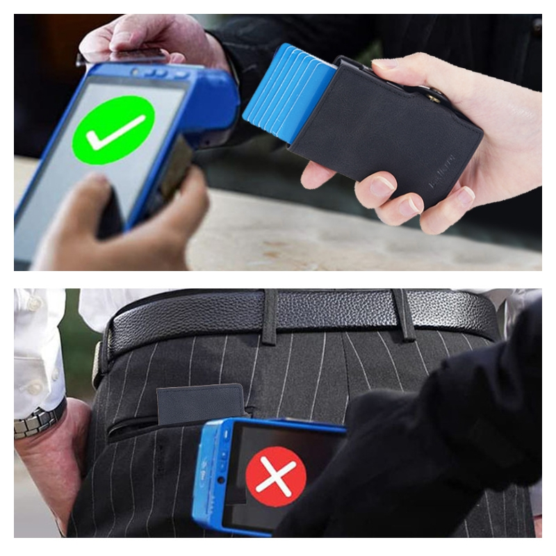 Etui na karty Baellerry New Paragraph Retro Side Push Pop Card RFID Etui na karty Simple Buckle Antymagnetyczny uchwyt na karty_voghion.com
