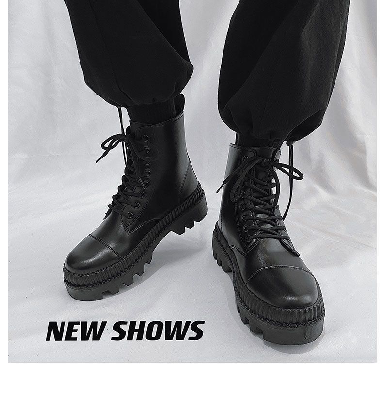 Men's Shoes Martin Boots Men's British Style High Top Leather Boots With Side Zippers Autumn And Winter New Martin Work Boots_voghion.com
