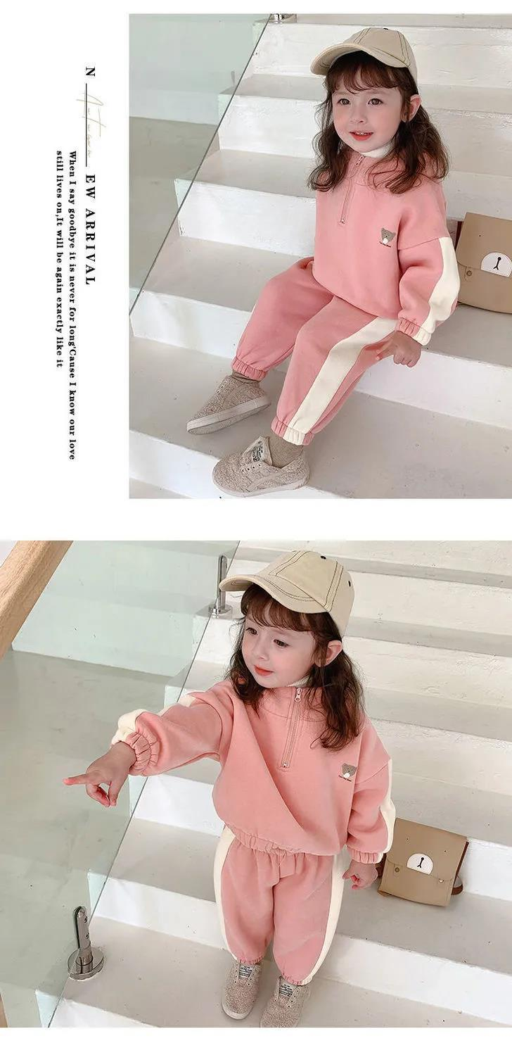 Peluche per ragazze spesso autunno inverno 2023, nuovo set con cappuccio in due pezzi alla moda e in stile occidentale per ragazze_voghion.com