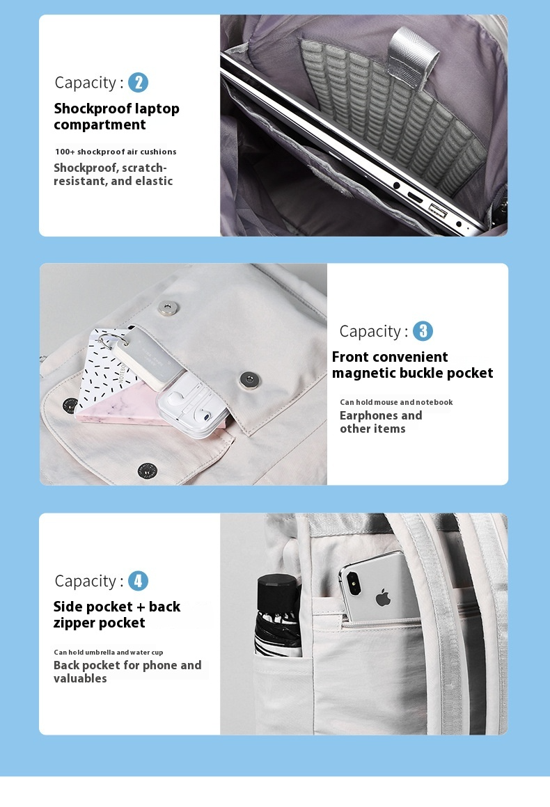 Bolsa para computadora multifunción recargable con puerto USB, resistente a golpes e impermeable, apta para portátiles de 14 y 15,6 pulgadas._voghion.com