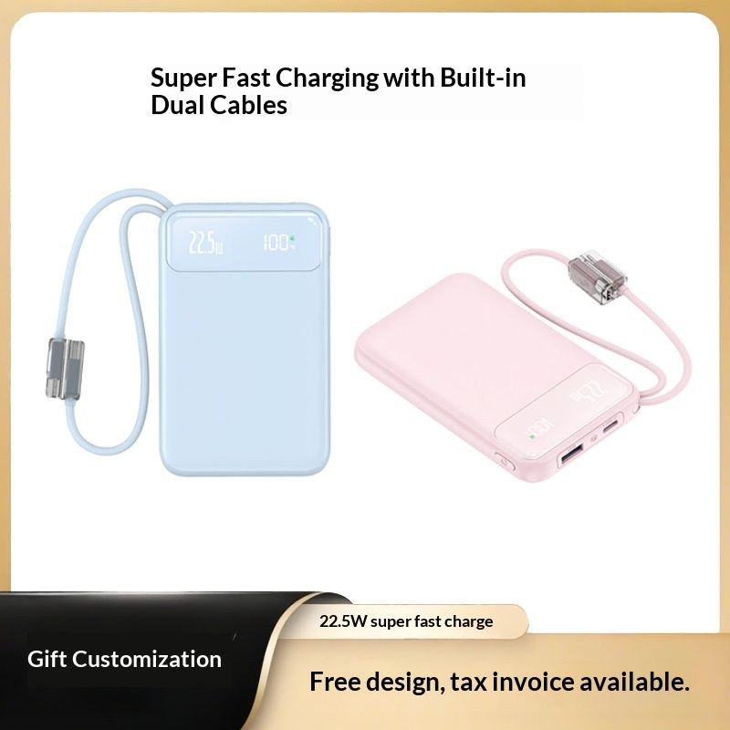 Nouvelle batterie externe transfrontalière ultra-mince de 20 000 mAh avec charge ultra-rapide (22,5 W) et câble inclus, cadeau personnalisé_voghion.com