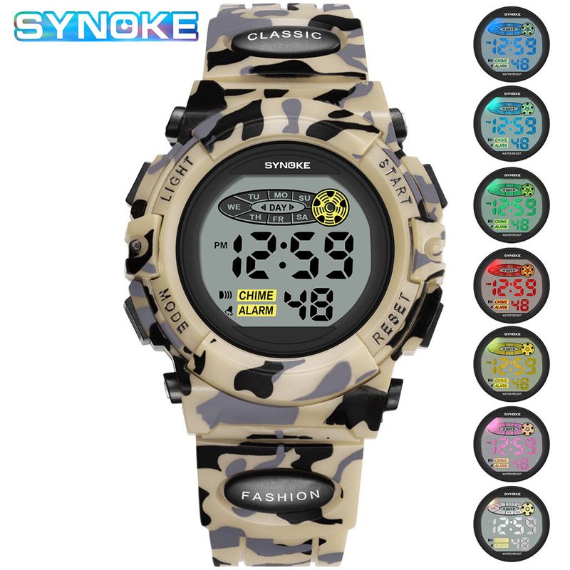 Factory Goods SYNOKE Colorful Luminous Children's Dial Student Electronic Camouflage Sports Watch_voghion.com