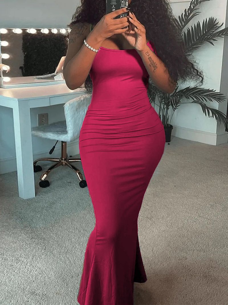 Damen 2023 Kardashian Skims Lässiges Slim Fit Träger-Home-Langes Kleid_voghion.com