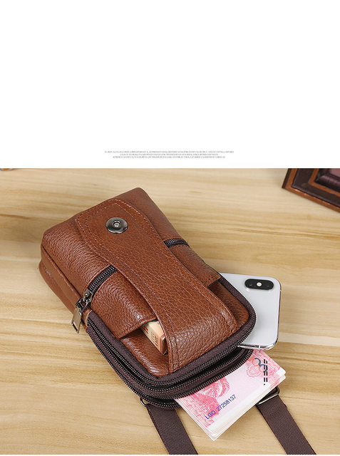 Männer Lieder Taillebeutel Grouss Kapazitéit Gürteltasch Braun Schëllertaschen Crossbody Taschen Multilayer Schnalle Handytasch Hënnertasch_voghion.com