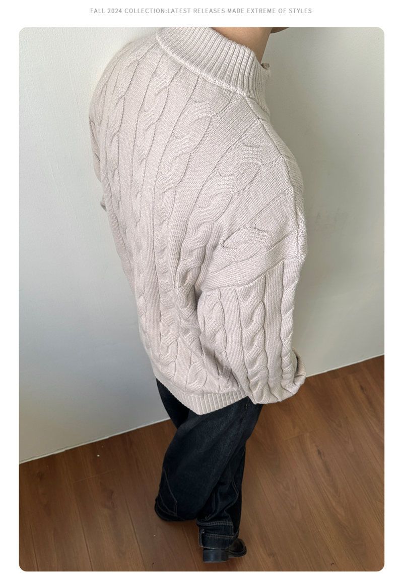 Classic Cable Knit Sweater - Men's & Women's Quarter-Zip Pullover, Vintage-Inspired Textured Design, Fall & Winter Layering Essential_voghion.com