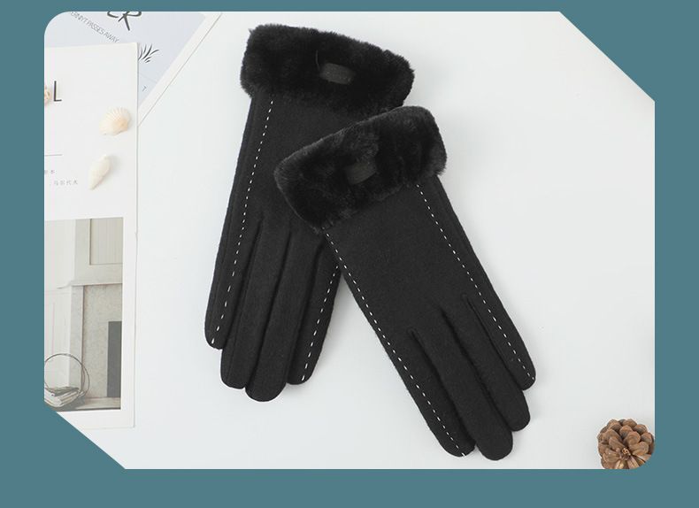 Kasmír kesztyű télen és ősszel plusz bársony vastagított a melegen tartásért változat aranyos vezetési érintőképernyős kasmír kesztyű a melegen tartásért_voghion.com
