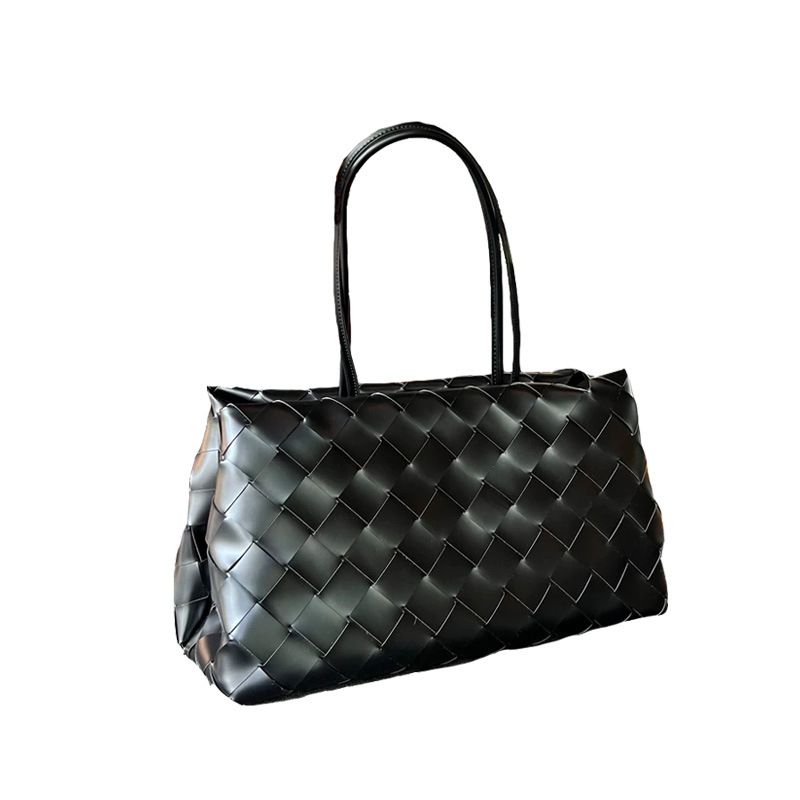 Borsa a tracolla minimalista grande in vera pelle di nicchia 2025, nuova, di alta qualità, realizzata a mano in pelle di vacchetta intrecciata nera, per donna_voghion.com
