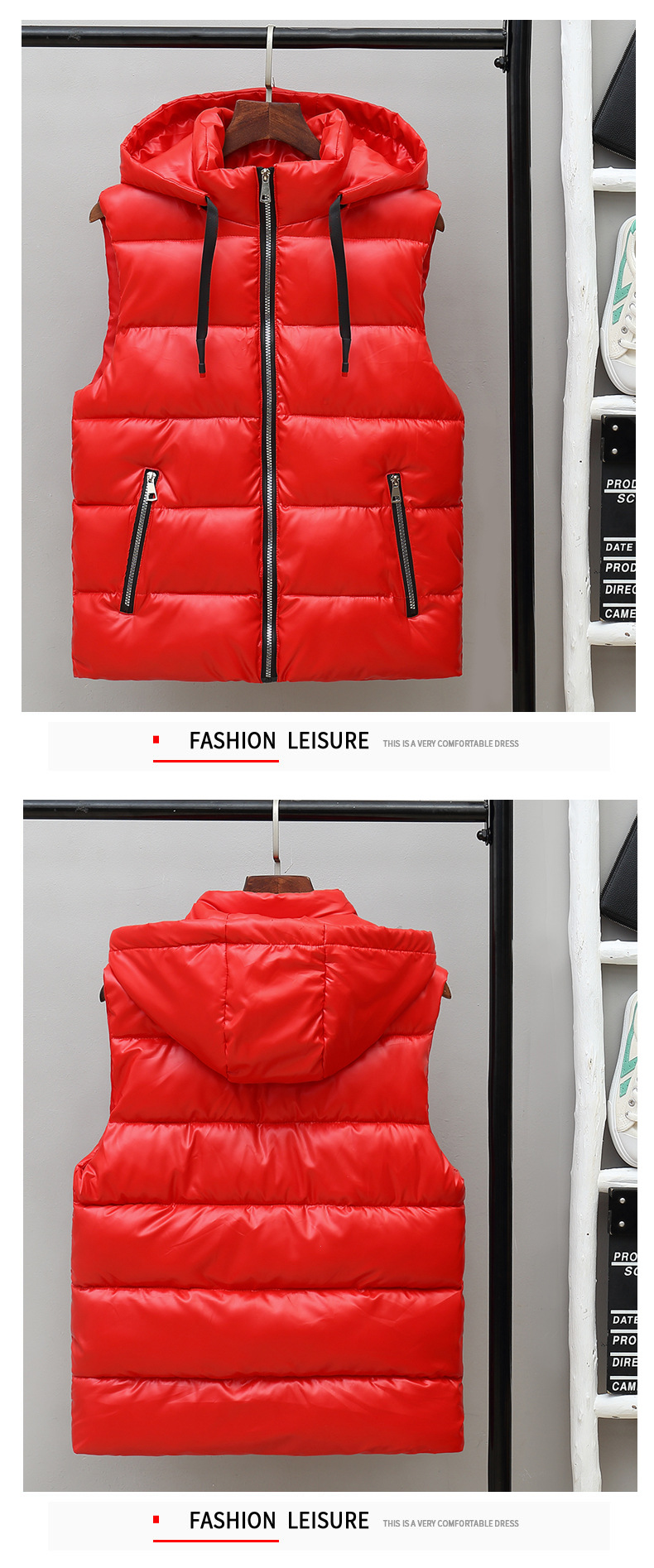 Canotta da uomo in piumino di cotone luminoso autunno e inverno con spalle calde, versione coreana, tendenza da indossare_voghion.com