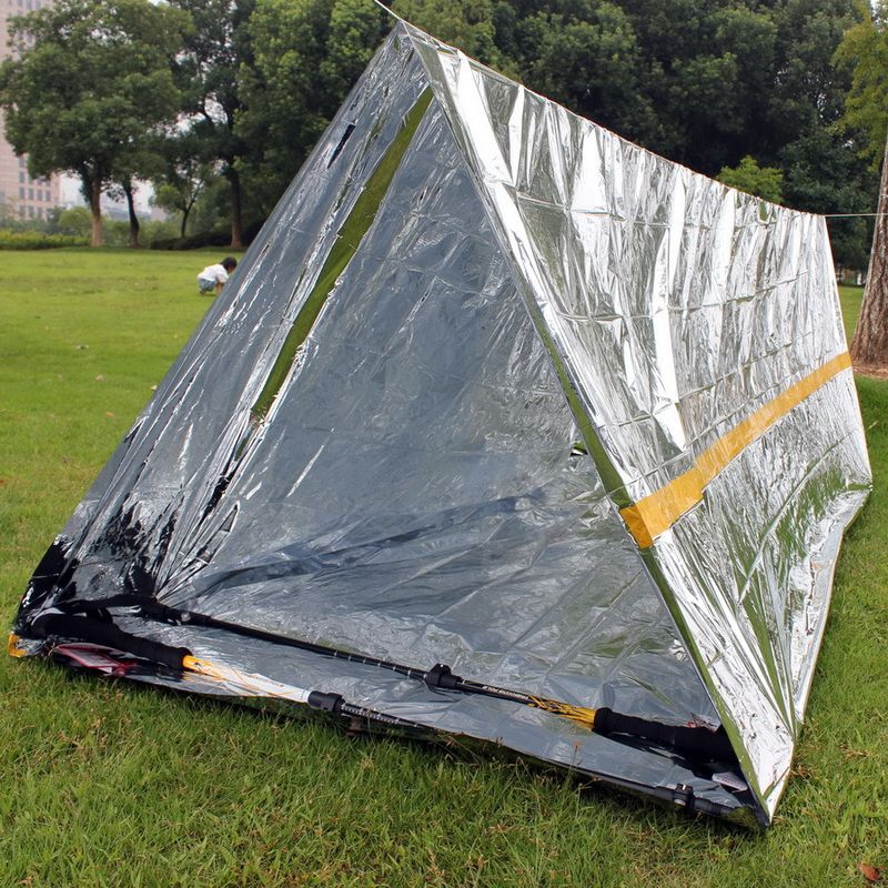 Noodoverlevingstent en ruimtedeken-combo - Draagbare, thermisch reflecterende schuilplaats voor eerste hulp buitenshuis en rampenbestrijding_voghion.com