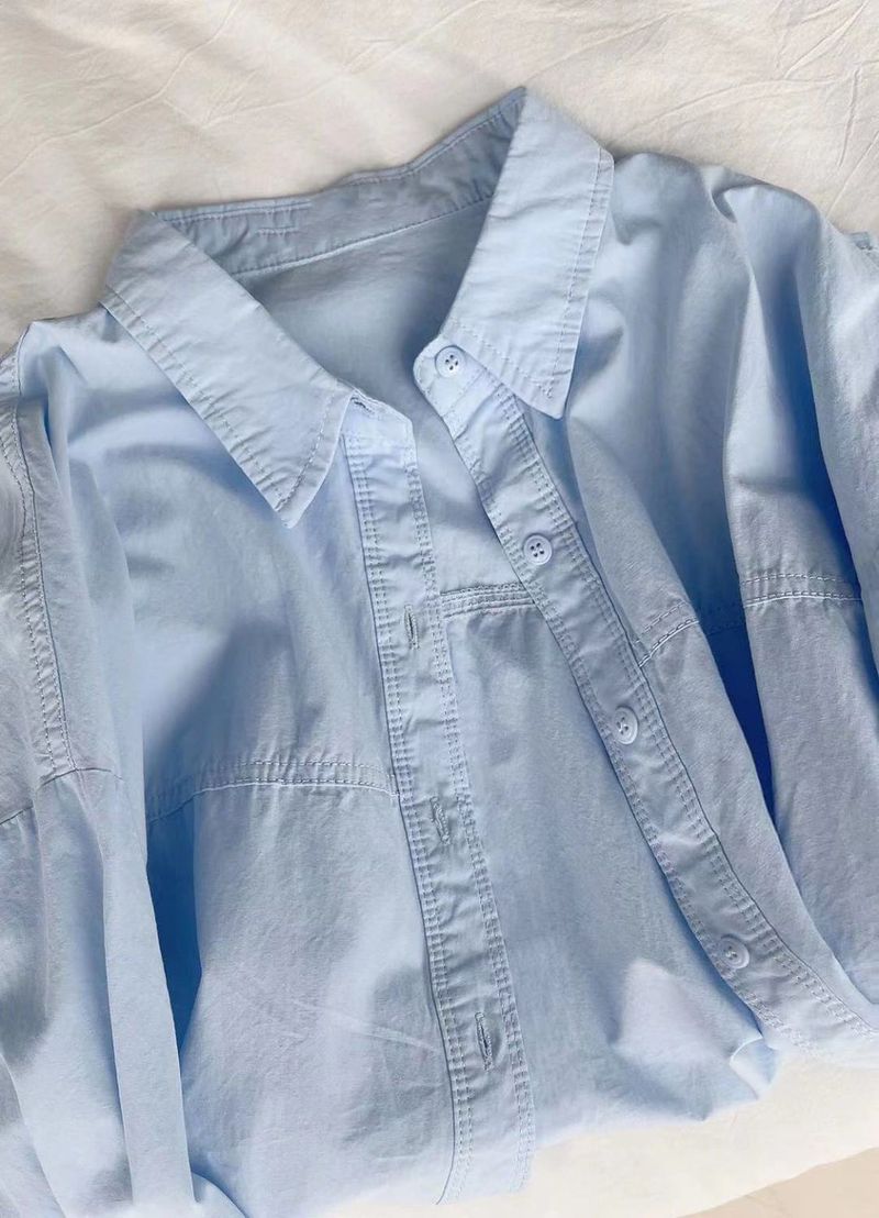 Robe en coton bleu clair style forêt pour femme, idéale pour le printemps et l'automne, coupe ajustée et polyvalente, taille S. Épaules classiques._voghion.com