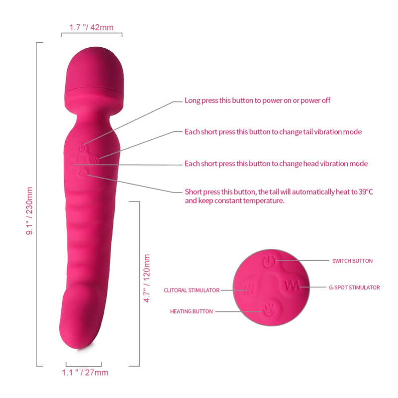 Bacchetta magica Enorme vibrazione per le donne Massaggiatore AV Giocattoli del sesso Riscaldamento 7 velocità Dildo Stimolatore del clitoride Femmina G_voghion.com