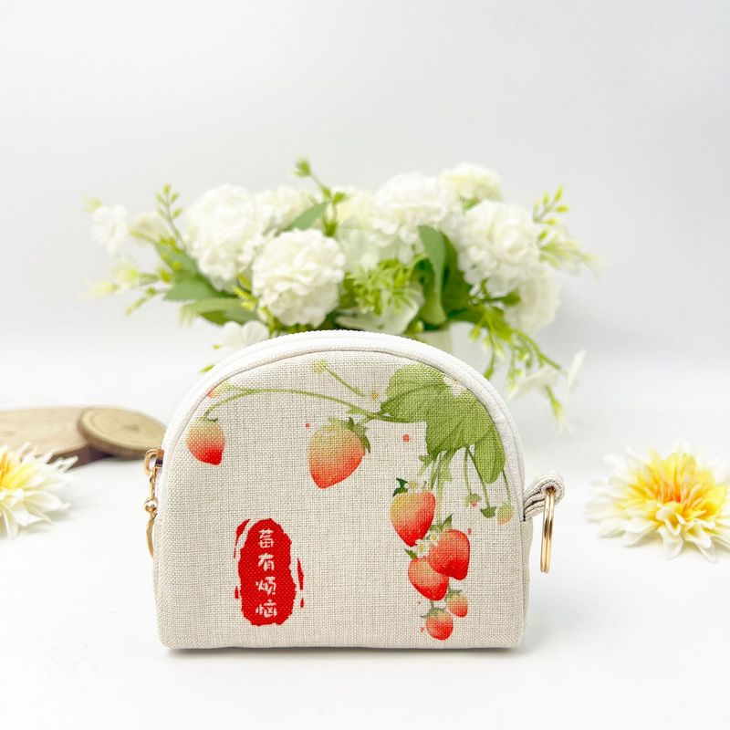 Digital Printed Zipper Coin Purse Shell Clutch Storage Key Small Bag Handmade Fabric Wallet Card Holder_voghion.com