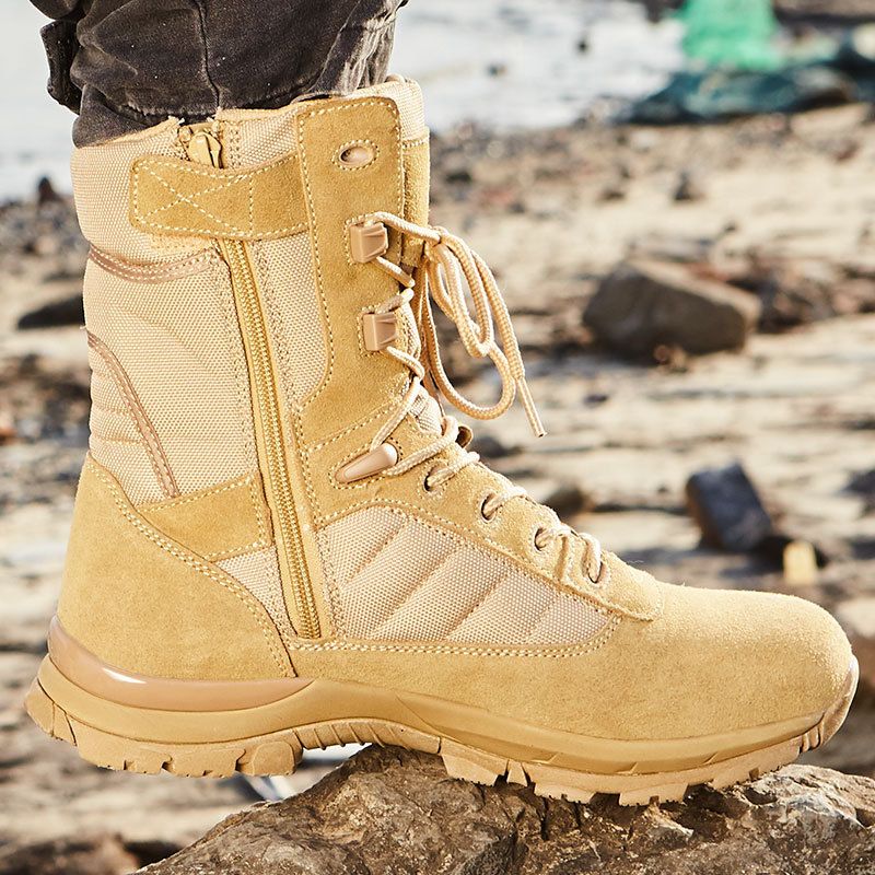 Black Combat Boots Flying Tiger Boots High-top Autumn And Winter Breathable Tactical Boots Men's Training Shoes_voghion.com