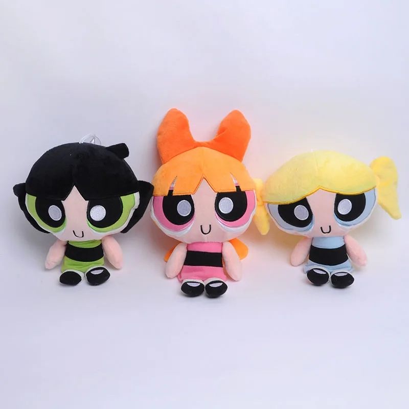 Új 3db/tétel 20cm Rajzfilm anime Pindúrlányok plüssjátékok Aranyos Virág Boglárka Buborékok töltött plüss babák Ajándékok Gyermekeknek_voghion.com