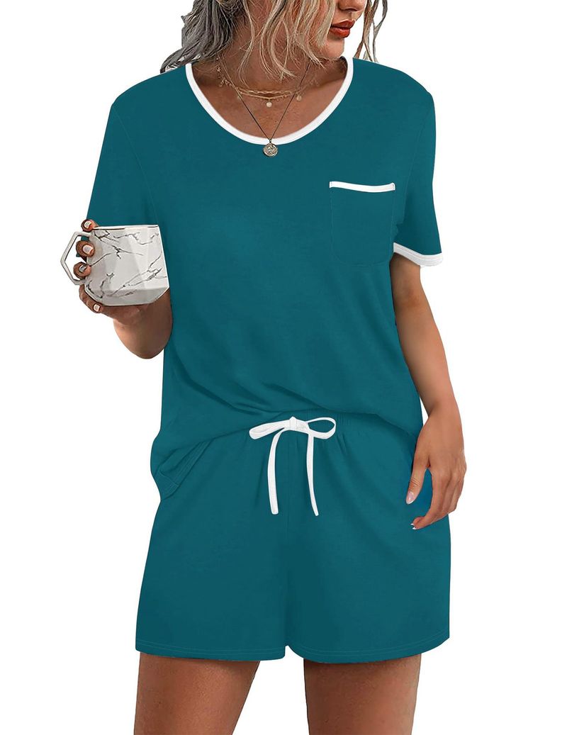 Ropa para hombre Pantalones cortos de manga corta para mujer Ropa informal de dos piezas para salir a casa Conjunto de pijama_voghion.com